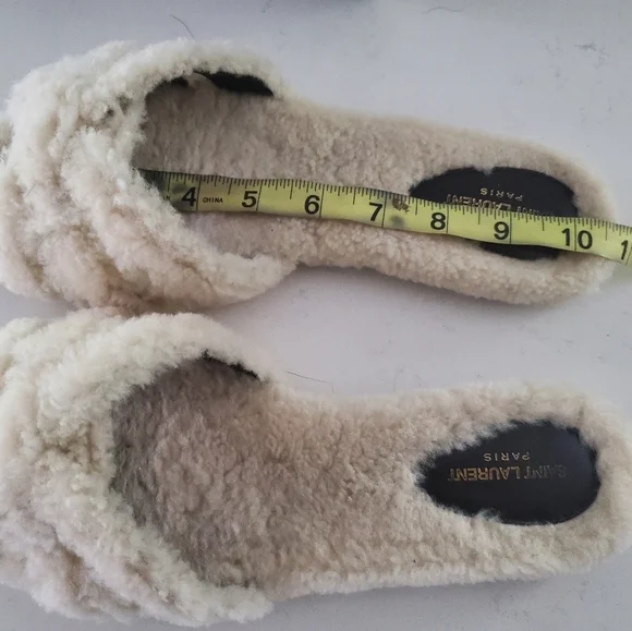 Saint Laurent Shearling Tribute Flat Sandals 40 - Picture 9 of 9